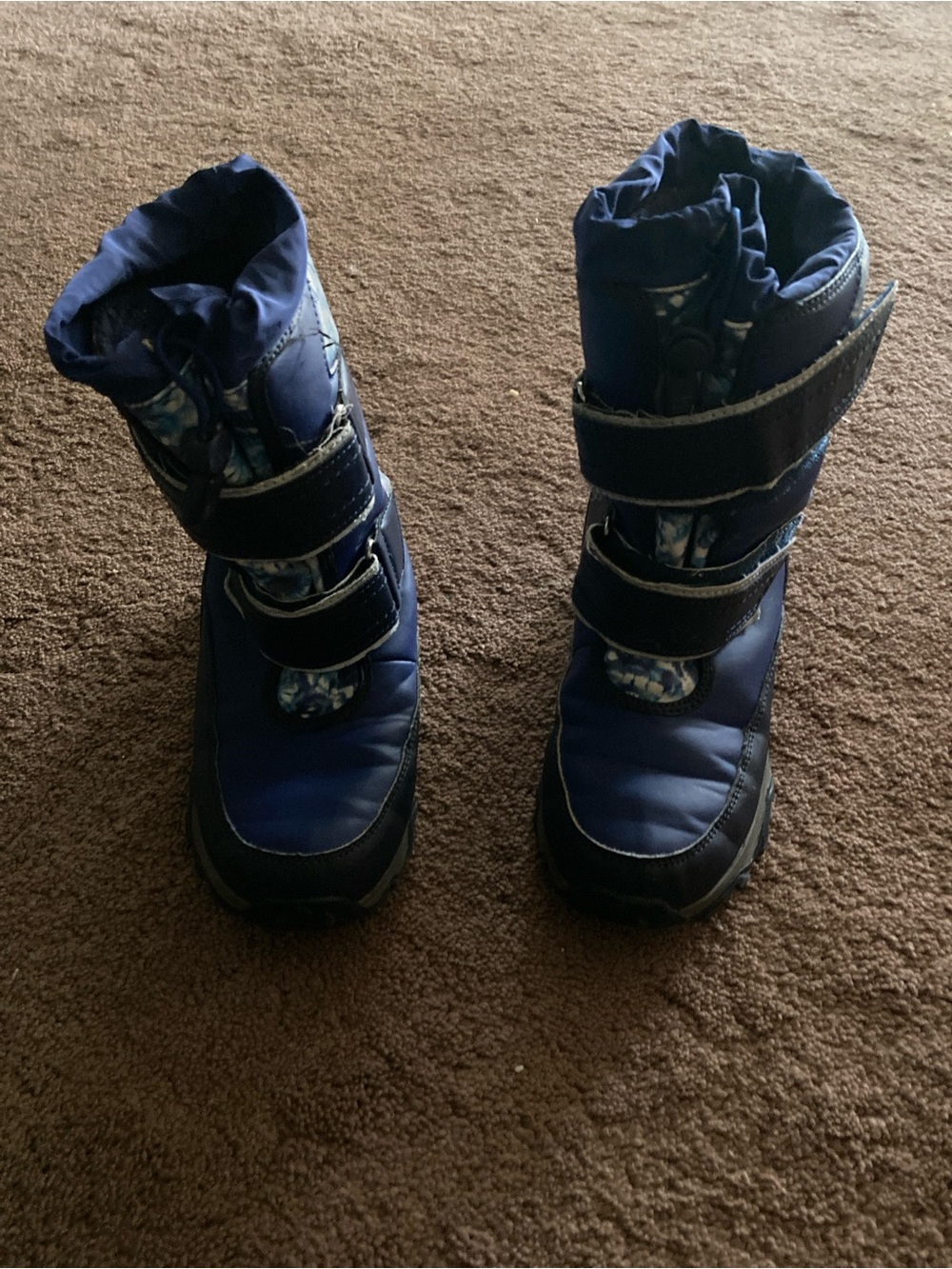 Lands' End Navy Blue Kids Snow Boots with Dual Hook-and-Loop Straps